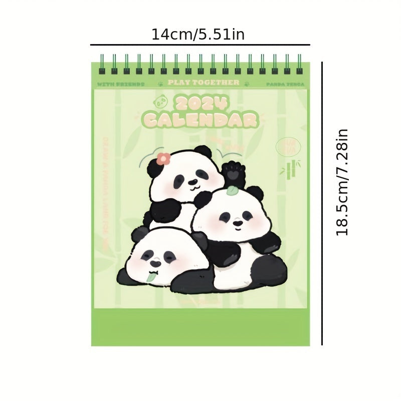 Cartoon Panda Desk Calendar Portable Planner Coil Desktop Monthly Calendar