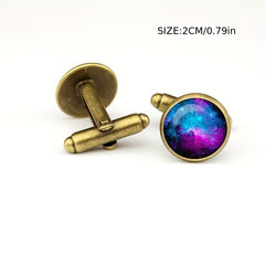 Galaxy Time Gem Glass Cufflinks Men's Shirt Decoration