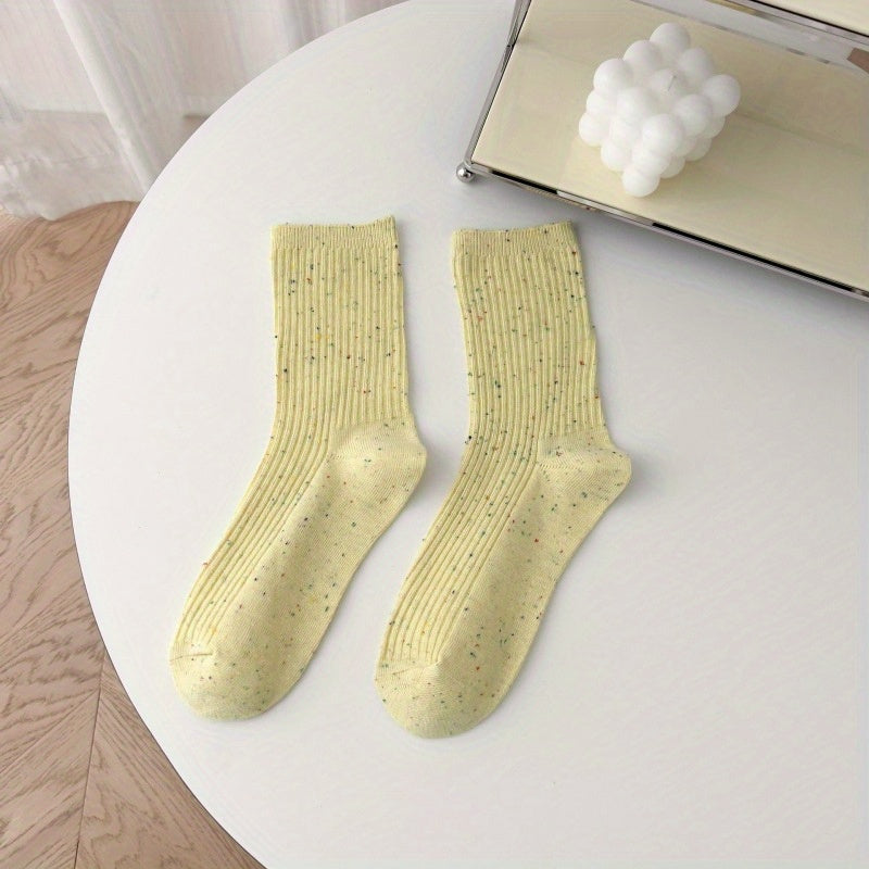 Polka Dot Print Crew Socks Women's Stockings