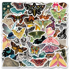 60pcs Cartoon Moth Stickers Waterproof Vinyl For Water Bottle