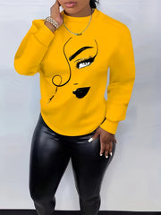 Graphic Print Pullover Sweatshirt for Women