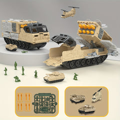 Tank Playset for Kids DIY Assembly Vehicle Toys with Missile Launcher