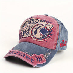 Casual Cotton Baseball Cap with Shark Embroidery