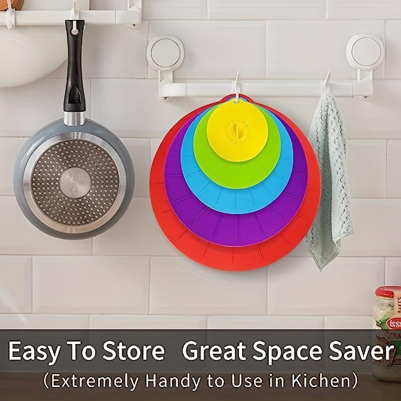 5pcs Silicone Lids Reusable Heat Resistant Food Suction Lids