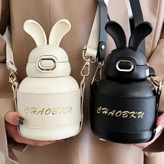 580ml Outdoor Bunny Ears Water Bottle with Straw