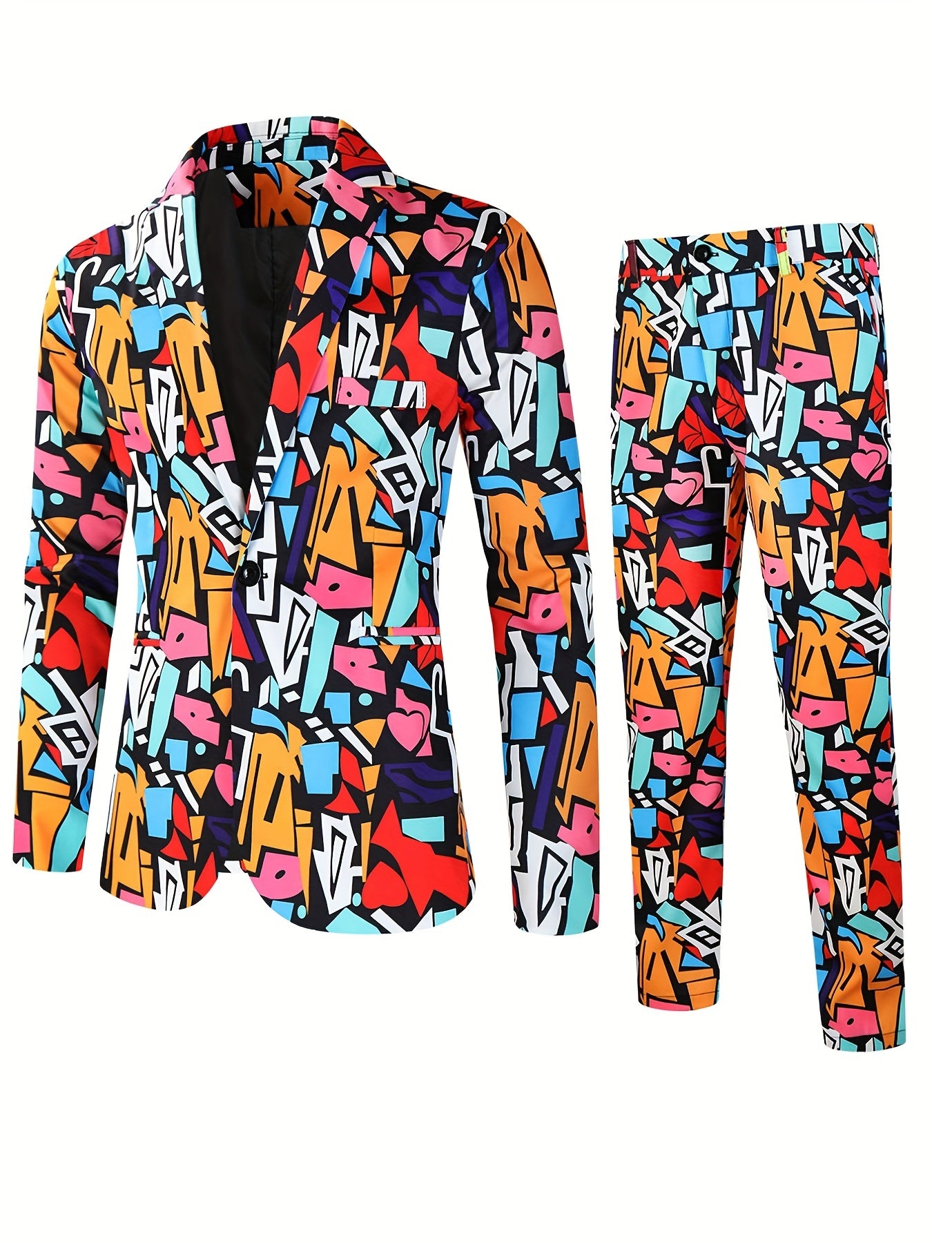 Rose Full Body Print Men's Business Suit