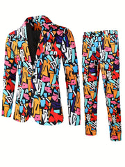 Rose Full Body Print Men's Business Suit
