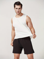 Men's Solid Tank Top Quick Dry Stretch Crew Neck Sleeveless Shirt