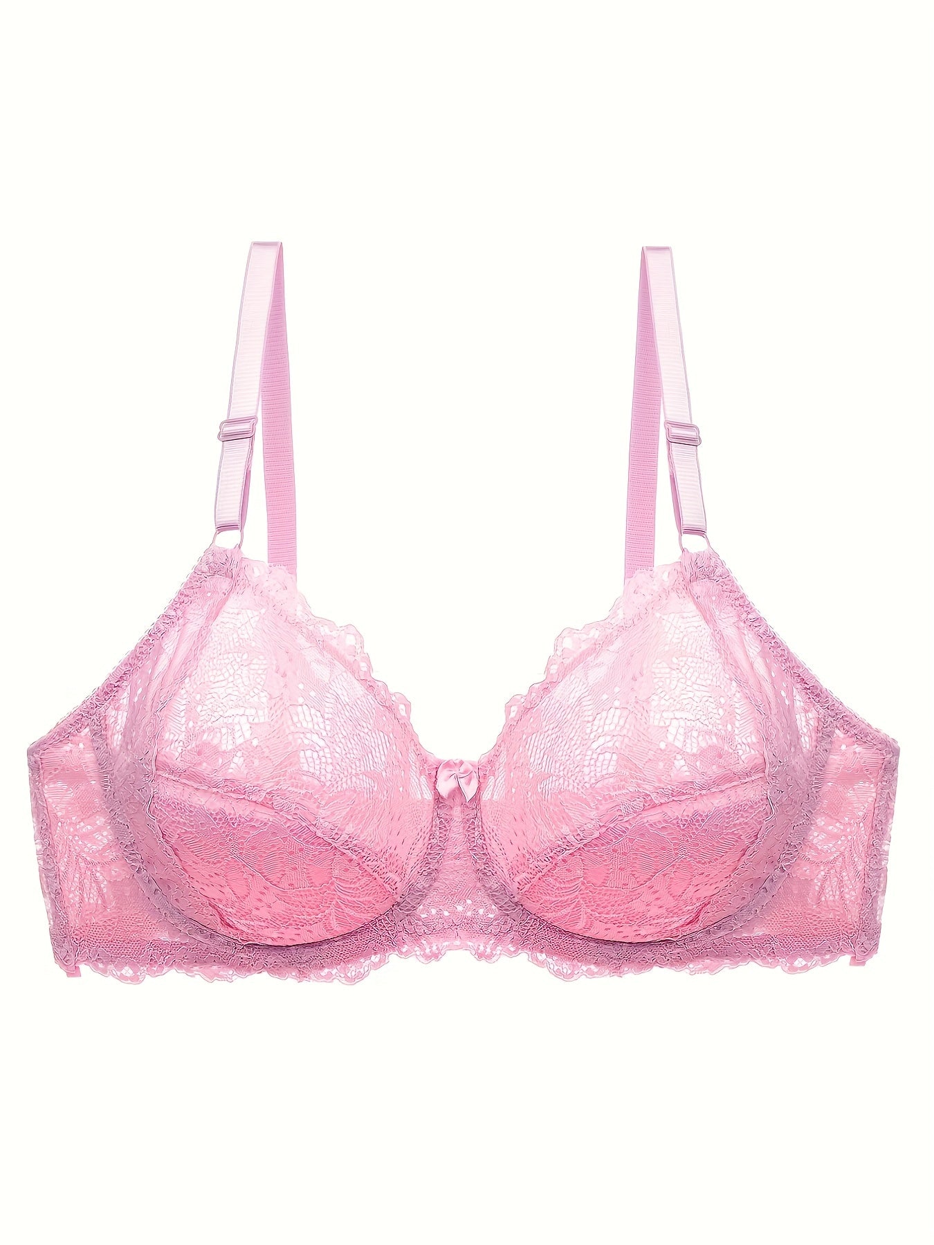 Contrast Lace Semi Sheer Plus Size Bra