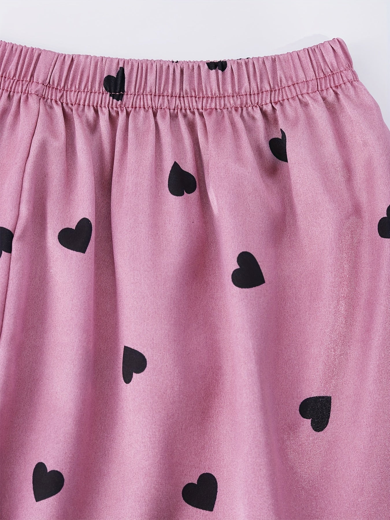 Heart Print Sleep Bottoms Elastic Waistband Shorts Women's Sleepwear