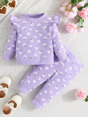 Baby Girl Pink Flowers Long Sleeve Top Pants Set