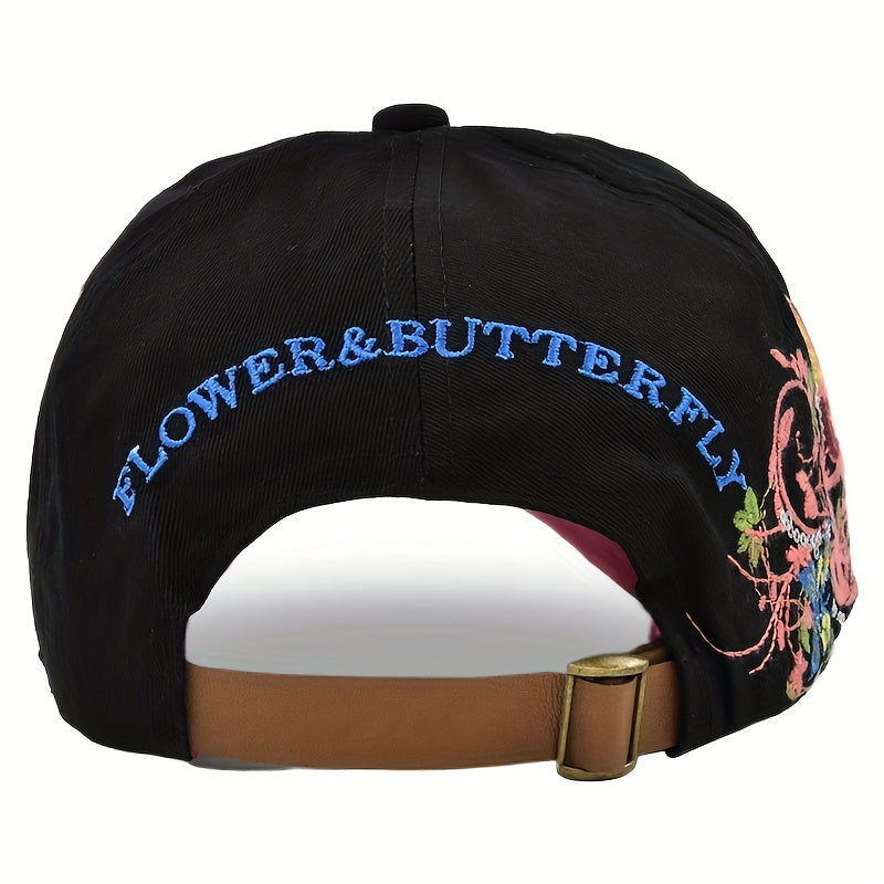 Sequin Embroidered Baseball Cap Butterfly Peaked Cap Lip Print Hat Sun Hat