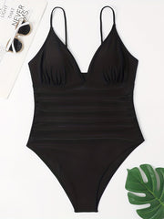 Casual Swimsuit Women's Solid Ruched Cami One Piece