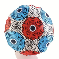 Boho Print Satin Bonnet Large Sleep Cap Bowknot Tied Hair Bonnet