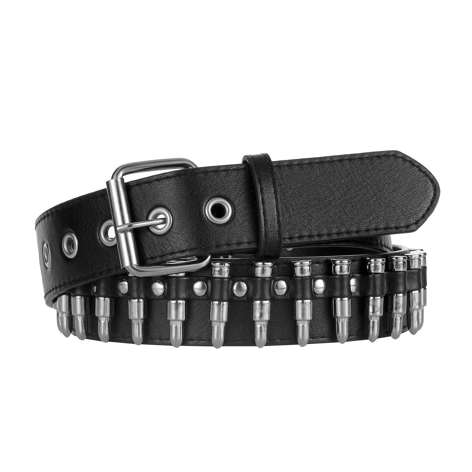 Bullet Belt Rivet Cyberpunk Tactical Punk Gothic Sports Men Women PU Leather