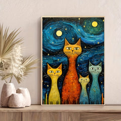 Cat Under the Stars Diamond Painting Kit