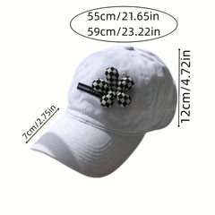 Houndstooth Flower Decor Baseball Cap Lightweight Sunscreen Dad Hats