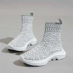 Women's High Top Sock Boots Slip On Ankle Boots