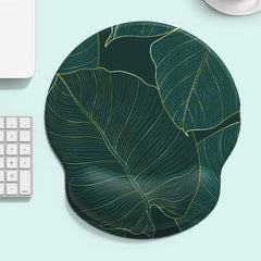 Green Tropical Leaf Wrist Mouse Pad for Laptop
