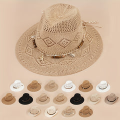 Western Cowboy Jazz Straw Hat Men Women Sun Protection Beach Hat