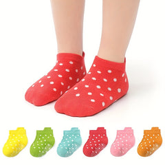 6 Pairs Polka Dot Knit Ankle Socks for Girls