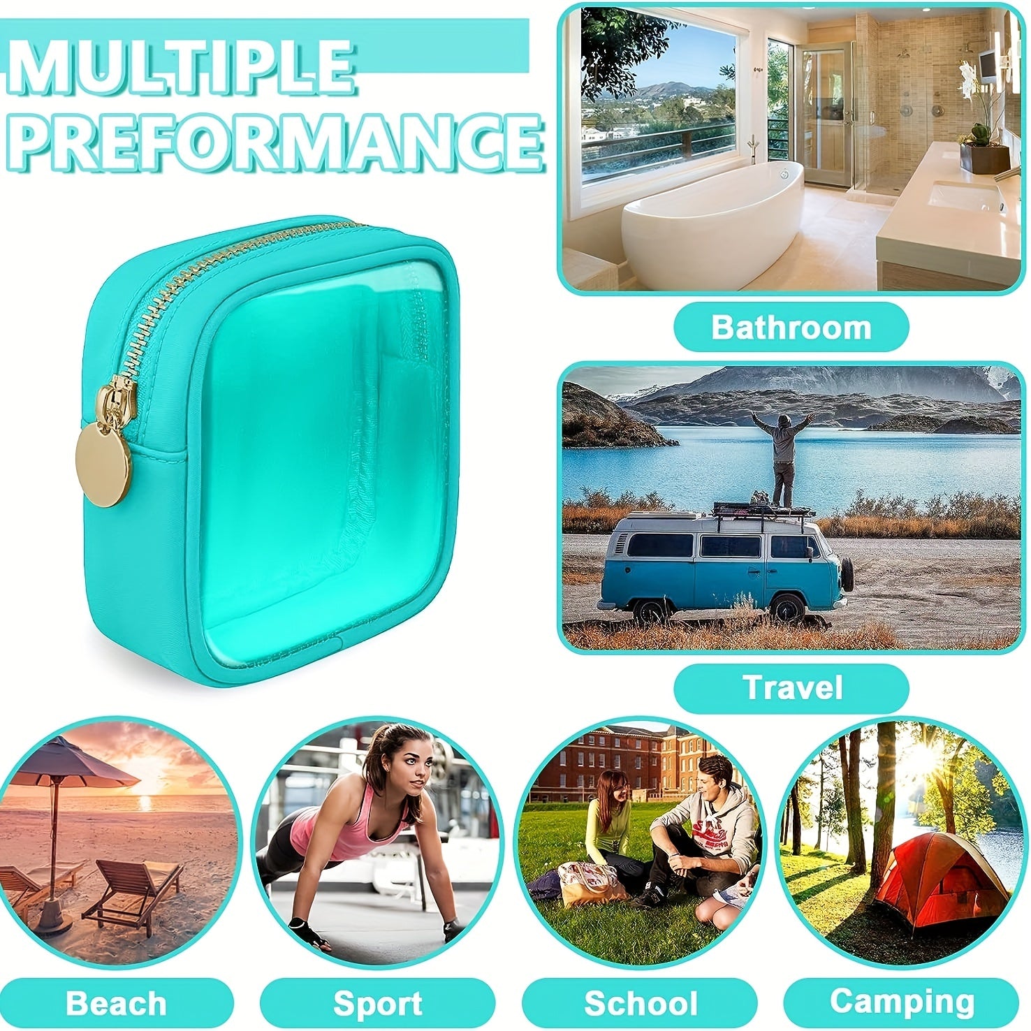 Clear Travel Makeup Bag Small Cosmetic Zipper Pouch Translucent Coin Purse