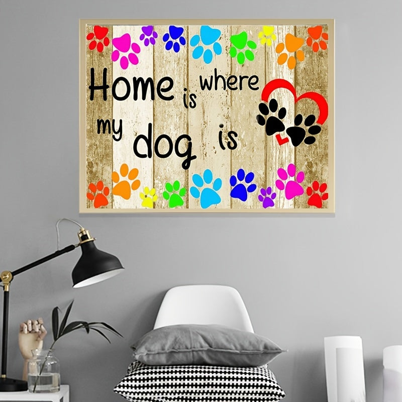 Dog Paw Diamond Art Kit - DIY Full Round Diamonds - Home Crafts 40x30cm