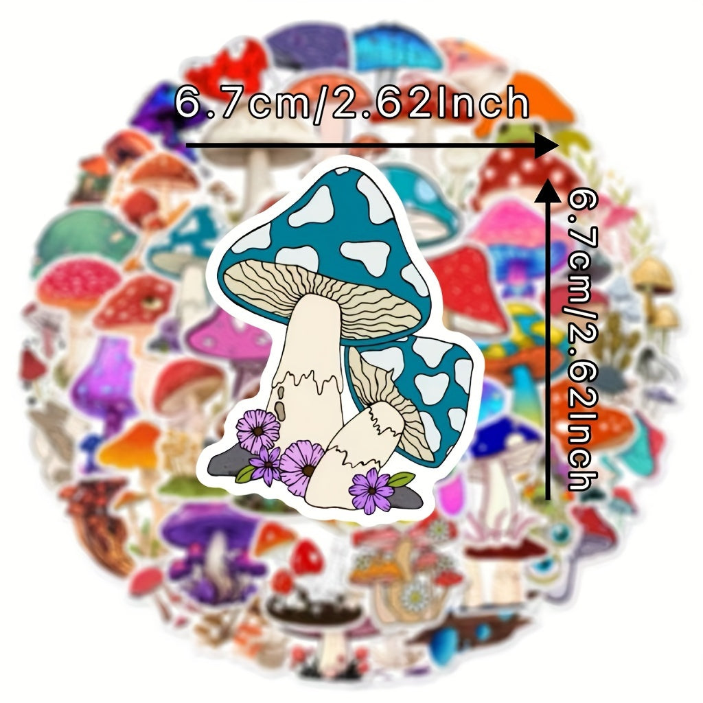 50pcs Cartoon Mushroom Waterproof Stickers For Guitar Skateboard Phone