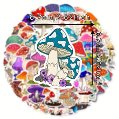 50pcs Cartoon Mushroom Waterproof Stickers For Guitar Skateboard Phone