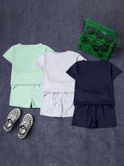 Toddler Boys Smile Face Graphic T Shirts & Elastic Waist Shorts