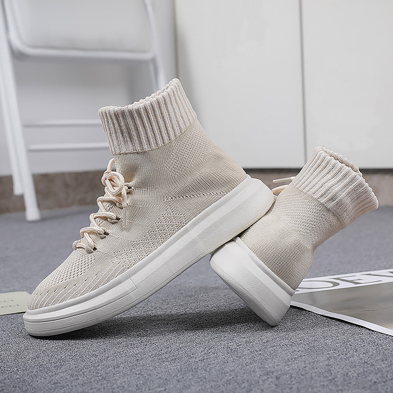 Men's Ankle Top Knitted Skate Shoes Wear resistant Non Slip Casual Shoes