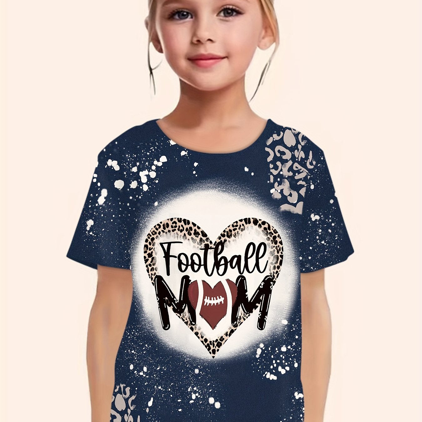 FOOTBALL MOM Print Short Sleeve T shirt For Girls Summer Gift