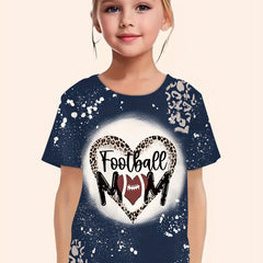 FOOTBALL MOM Print Short Sleeve T shirt For Girls Summer Gift