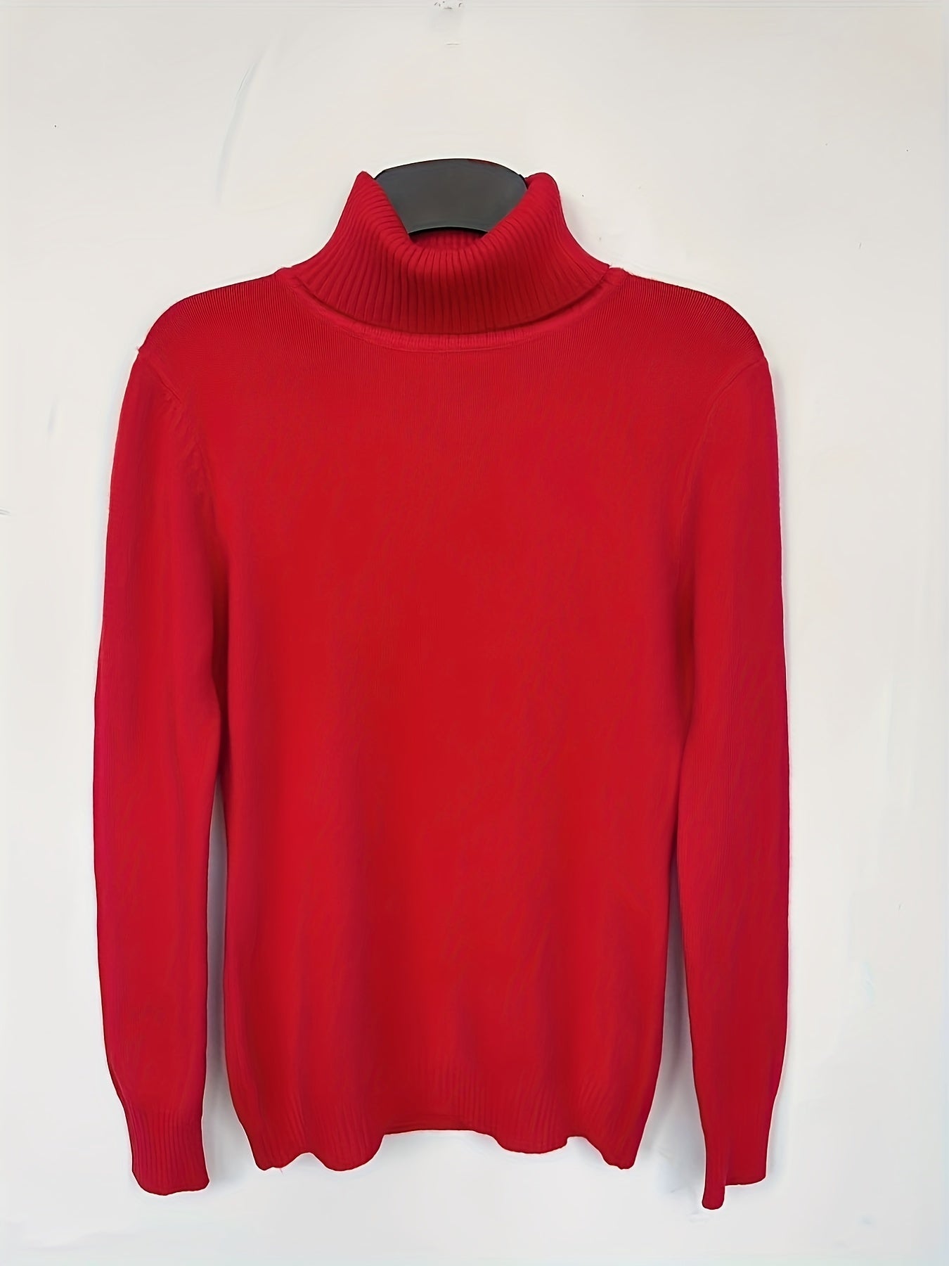 Women's Solid Turtle Neck Sweater Long Sleeve Casual Sweater