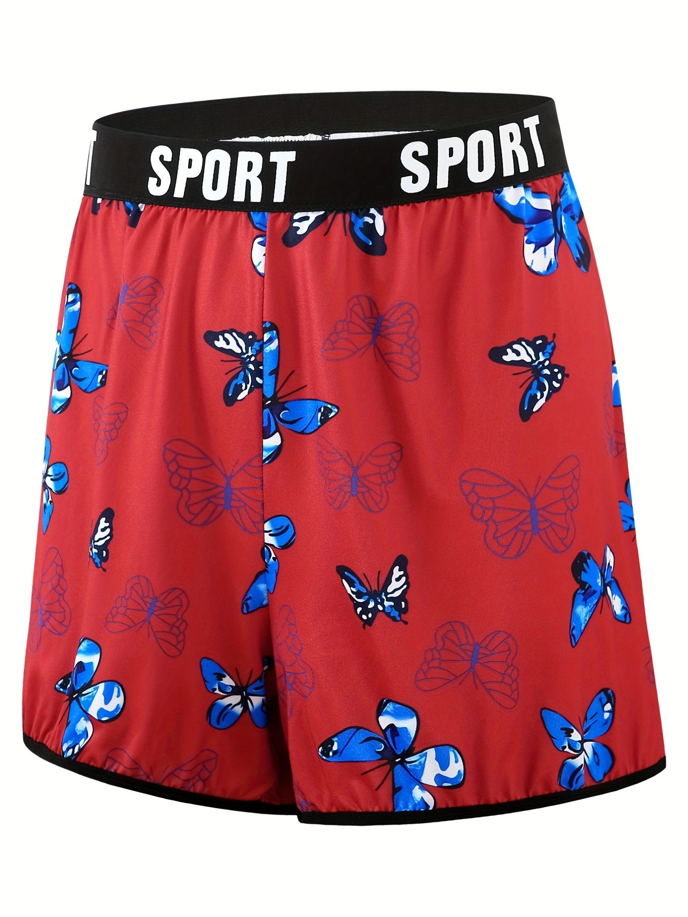 Butterfly Print Pajama Shorts with Letter Tape
