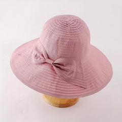 Women's Wide Brim UV Protection Sun Hat with Bowknot