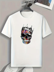 Skull Pattern Print Men's Sports T-shirt Graphic Tee Men's Summer Outdoor