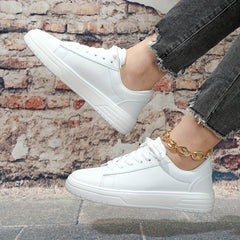 Faux Leather Heighten Skate Shoes Wear Resistance Non Slip Flat Sneakers