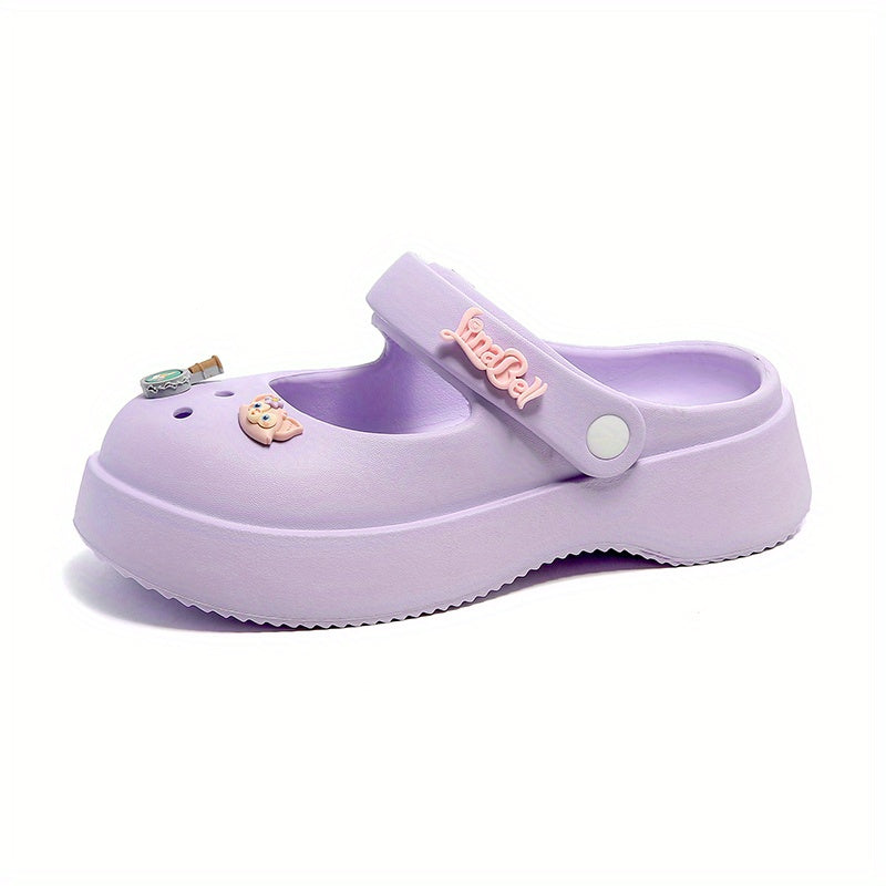 Women's Platform Closed Toe Slides Cut Out Clogs