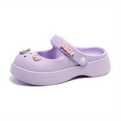 Women's Platform Closed Toe Slides Cut Out Clogs