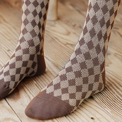 Retro Plaid Mid Tube Socks Pack Women's Stockings