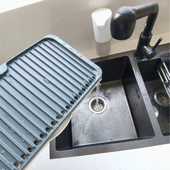 Three Layer Drain Rack Dish Drying Mat - Foldable Silicone Pad