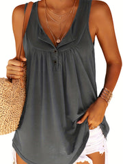 Solid Sleeveless V Neck T Shirt Casual Tops Women's