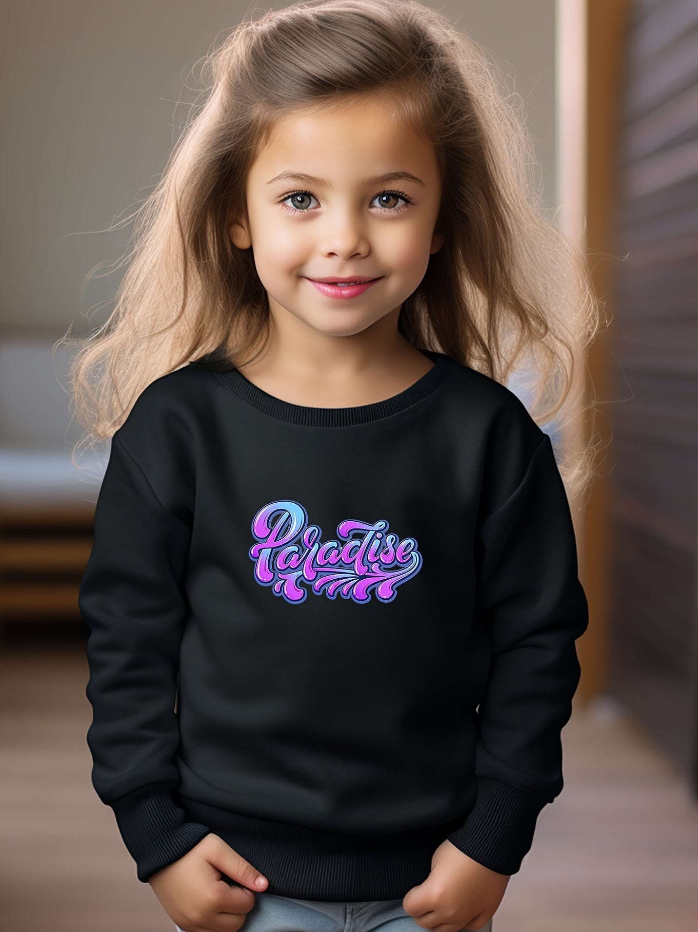 Girls Letters Pattern Crew Neck Sweatshirt For Spring Fall Christmas Gift