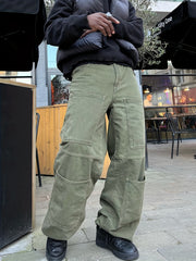 100% Cotton Men's Retro Denim Cargo Pants