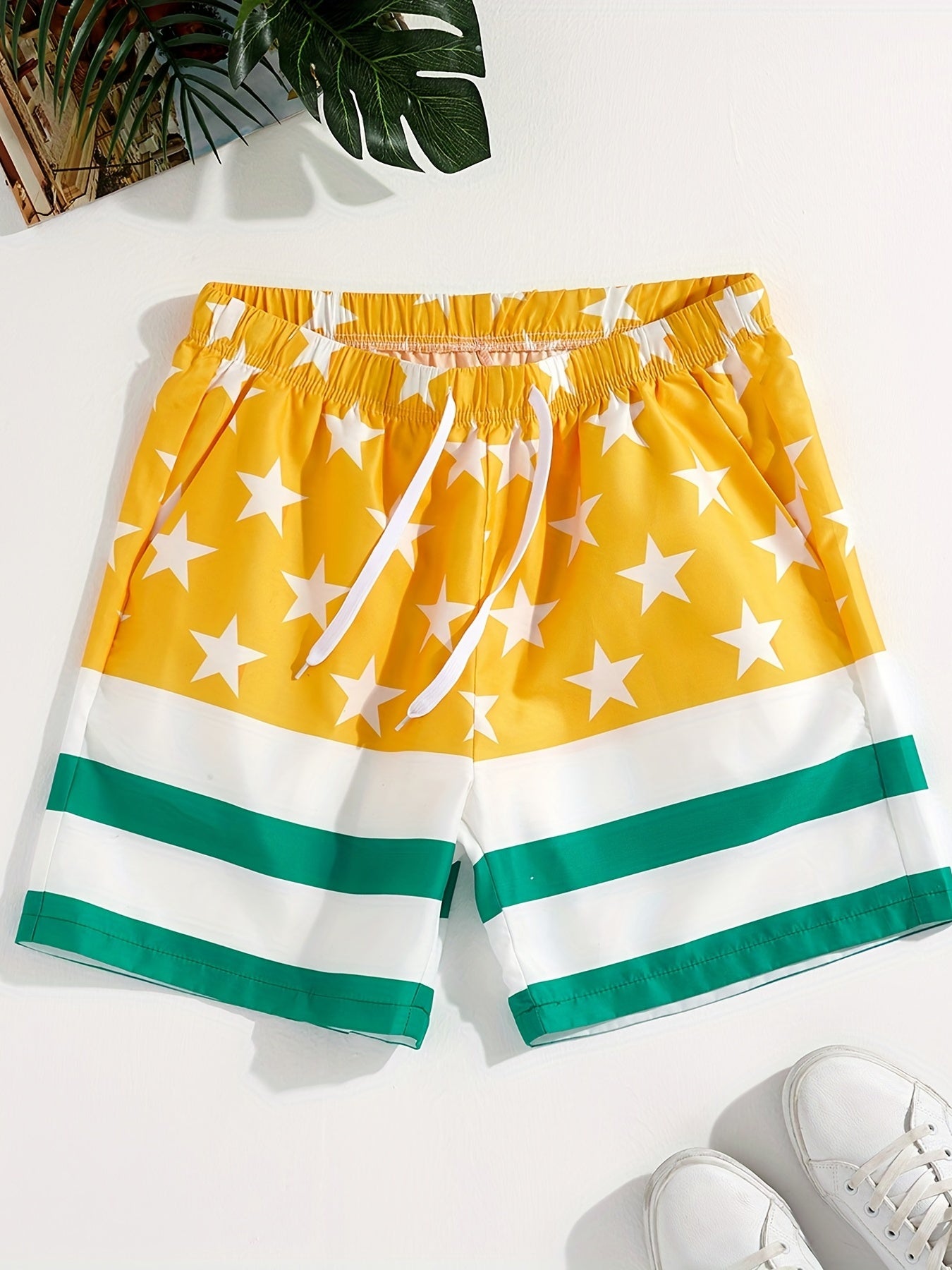 Star And Stripe Pattern Print Men s Swim Trunks Quick Dry Beach Shorts