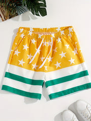 Star And Stripe Pattern Print Men s Swim Trunks Quick Dry Beach Shorts