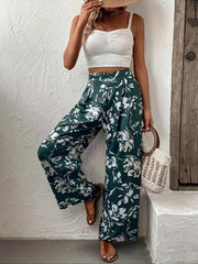 Floral Print Wide Leg Pants High Waist