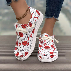 Women's Skateboard Shoes Lips Hearts Lace up Canvas