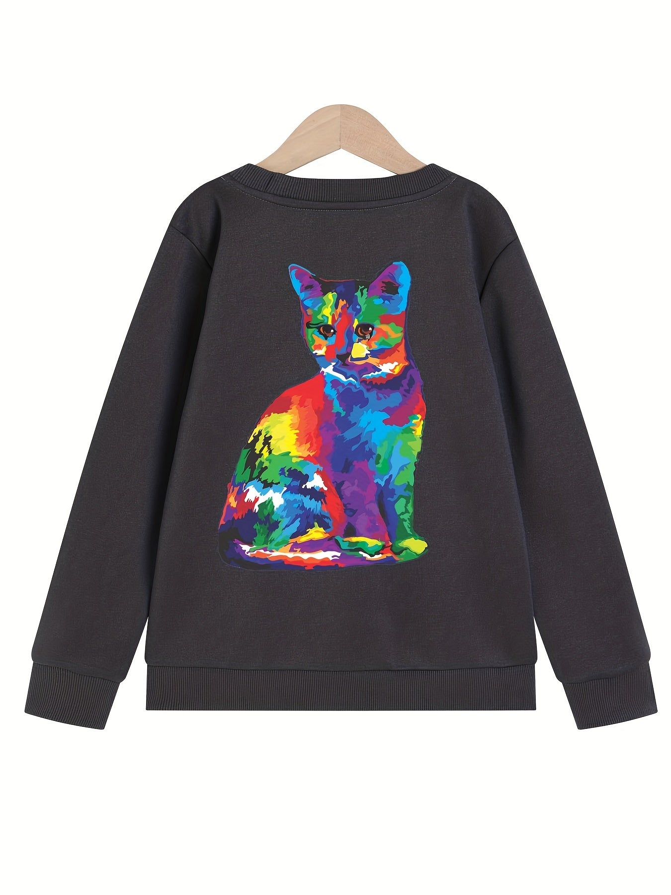 Art Tie Dye Cat Graphics Girls' Sweatshirt Pullover